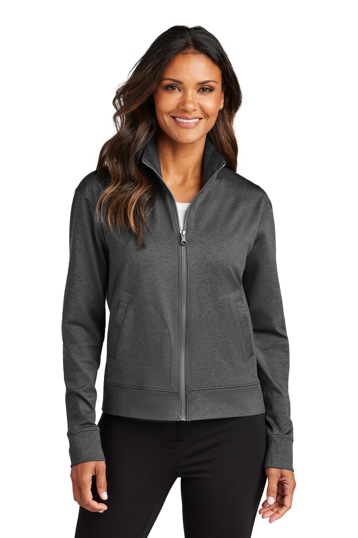 Port Authority Port Authority Women's C-FREE Double Knit Full-Zip LK881 in Grey Steel Heather