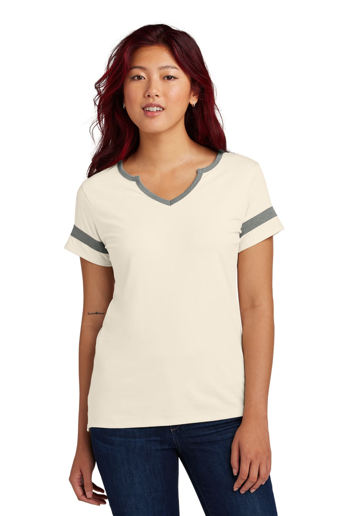 Sport-Tek Sport-Tek Women's Halftime Notch Neck Tee LST6041 in Ecru/ Vintage Heather