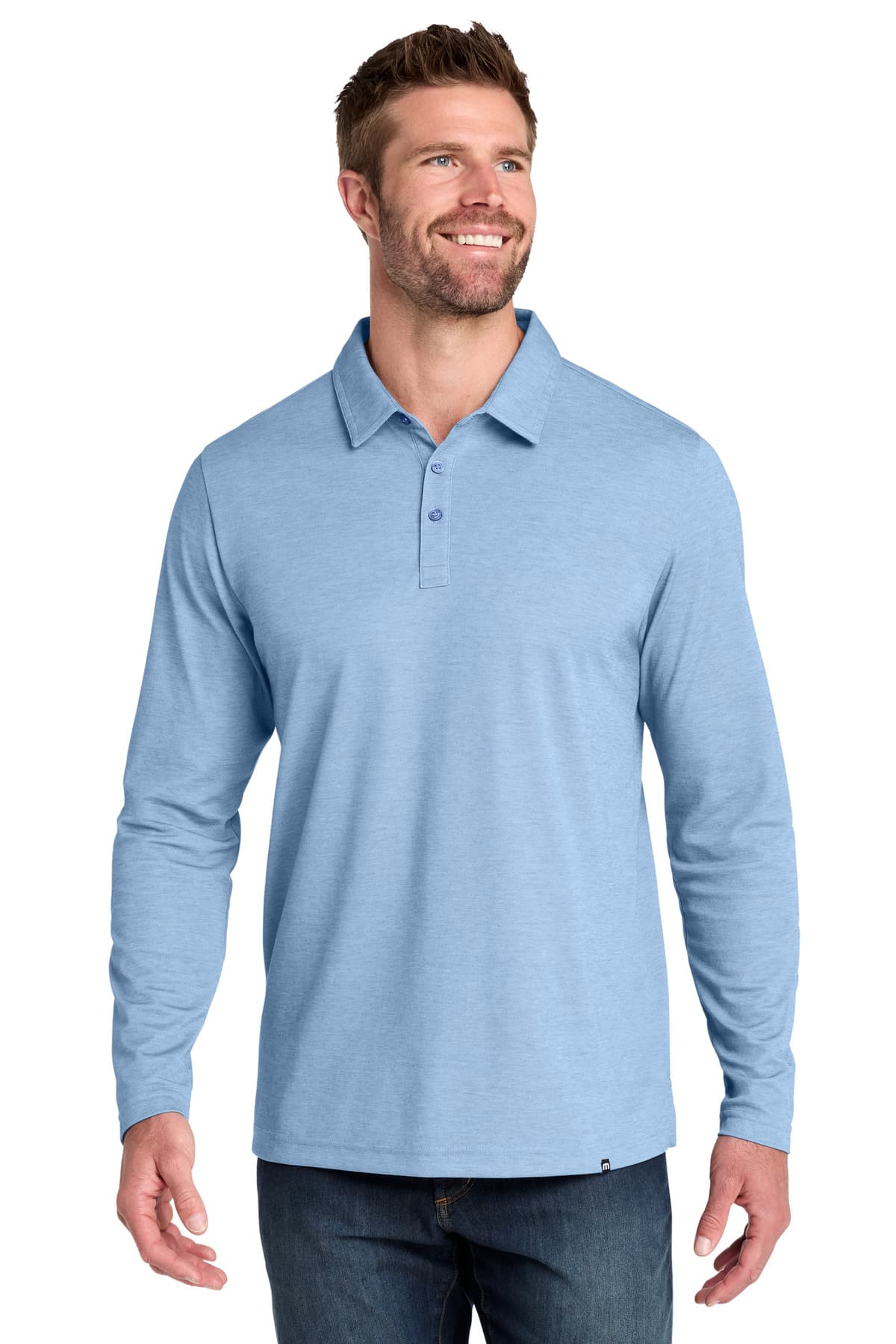 TravisMathew TravisMathew Oceanside Heather Long Sleeve Polo TM1MZ343 in Allure Heather