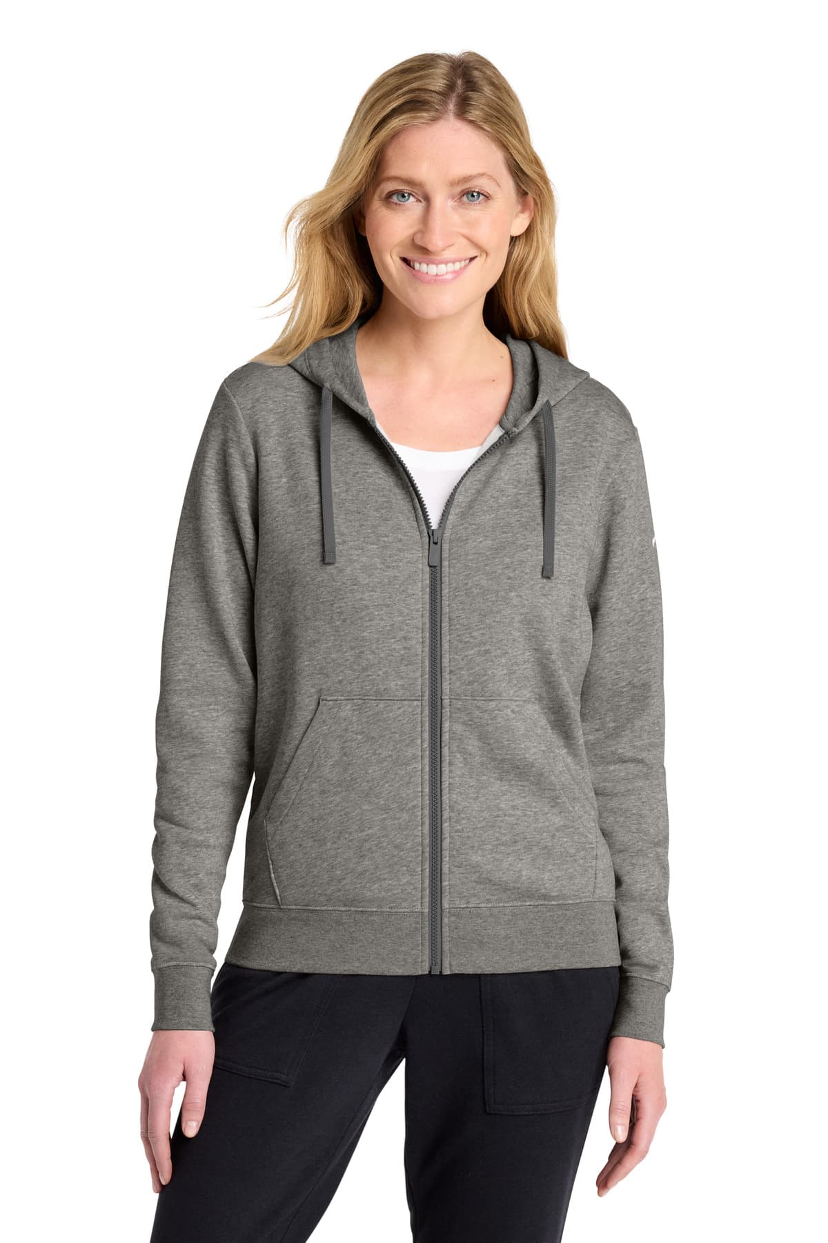 Nike Nike Women's Club Fleece Sleeve Swoosh Full-Zip Hoodie NKFD9890 in Charcoal Heather