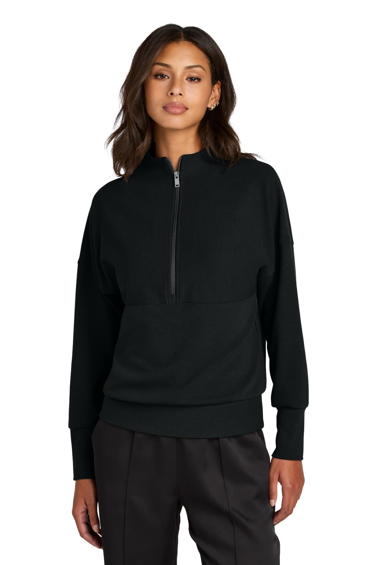 Mercer+Mettle Mercer+Mettle Women's Linear Texture 1/4-Zip MM3041 in Deep Black