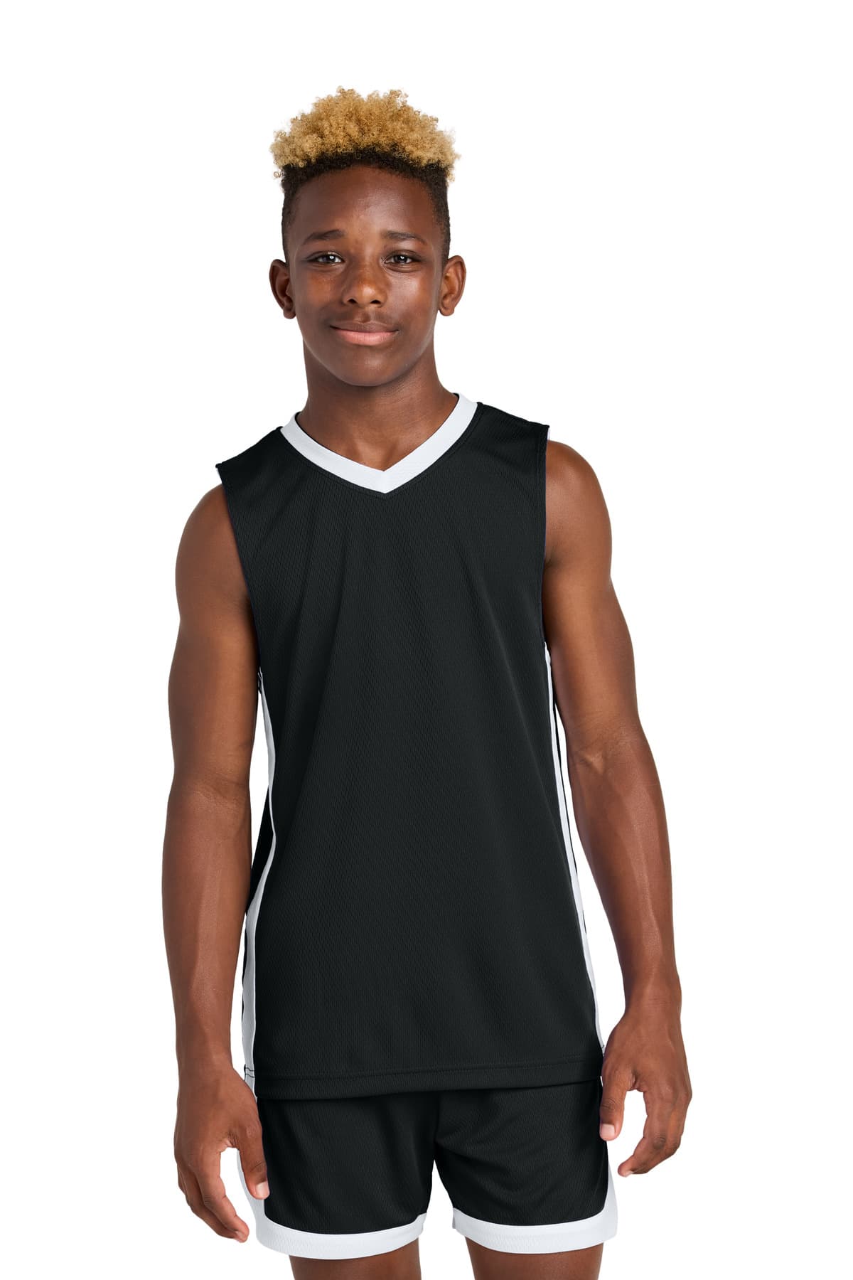 Sport-Tek Sport-Tek Youth Rival Basketball Rev Jersey YST900 in Black/ White