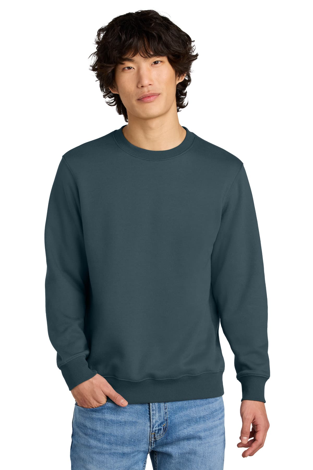 District District Perfect Weight Fleece Crew DT1106 in Deep Steel Blue