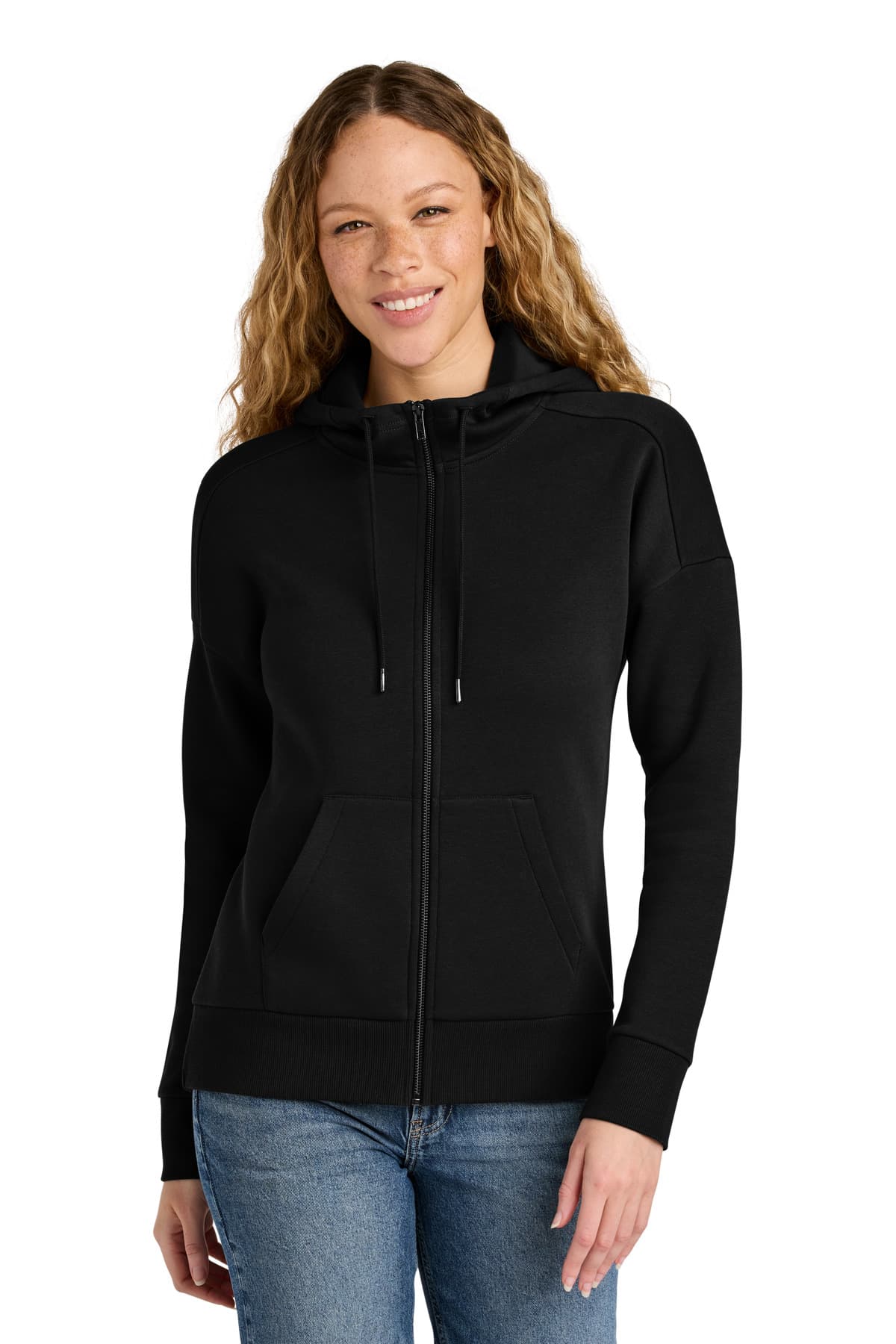 District District Women's Perfect Weight Fleece Drop Shoulder Full-Zip Hoodie DT1104
