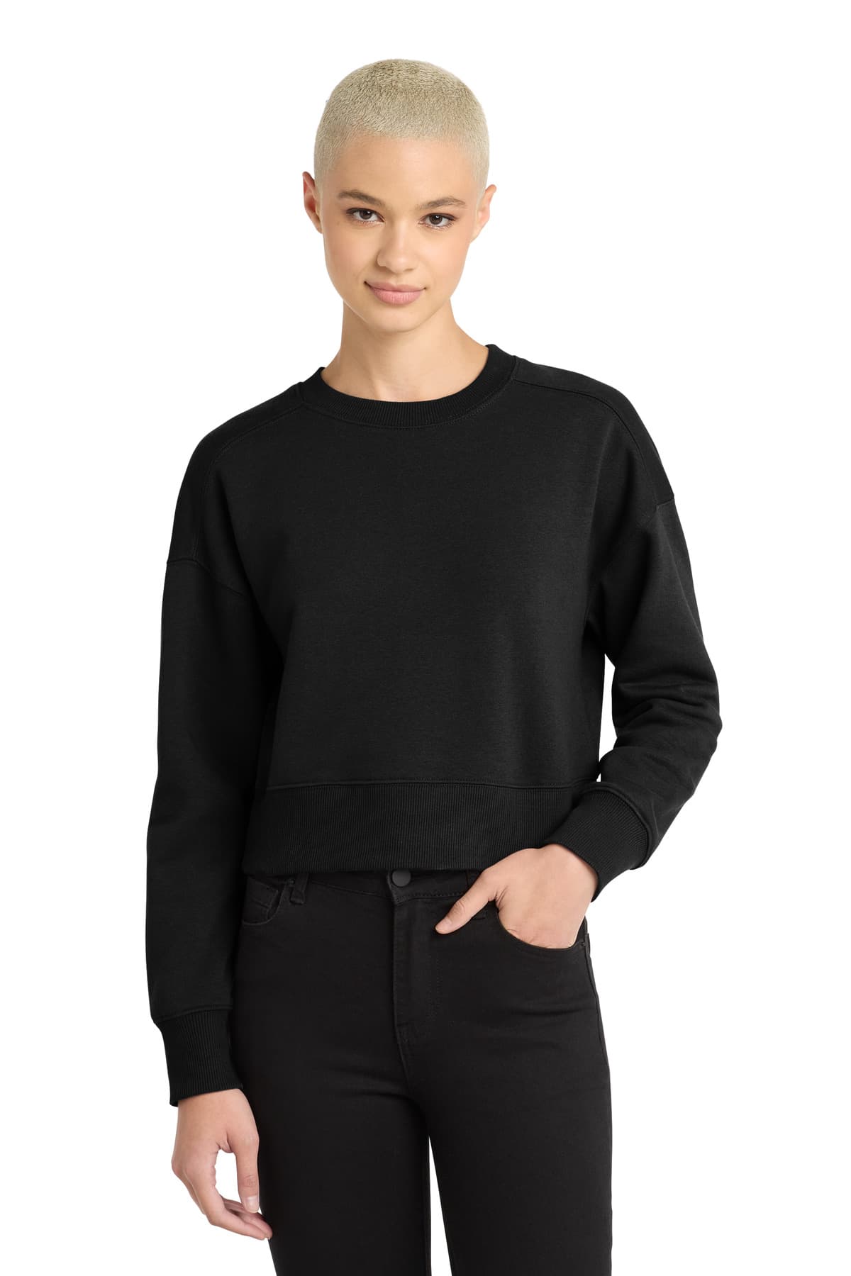 District District Women's Perfect Weight Fleece Cropped Crew DT1105