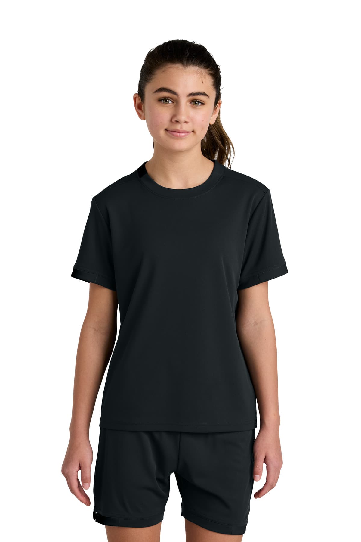 Sport-Tek Sport-Tek Youth Club Short Sleeve Crew YST440 in Black/ Black