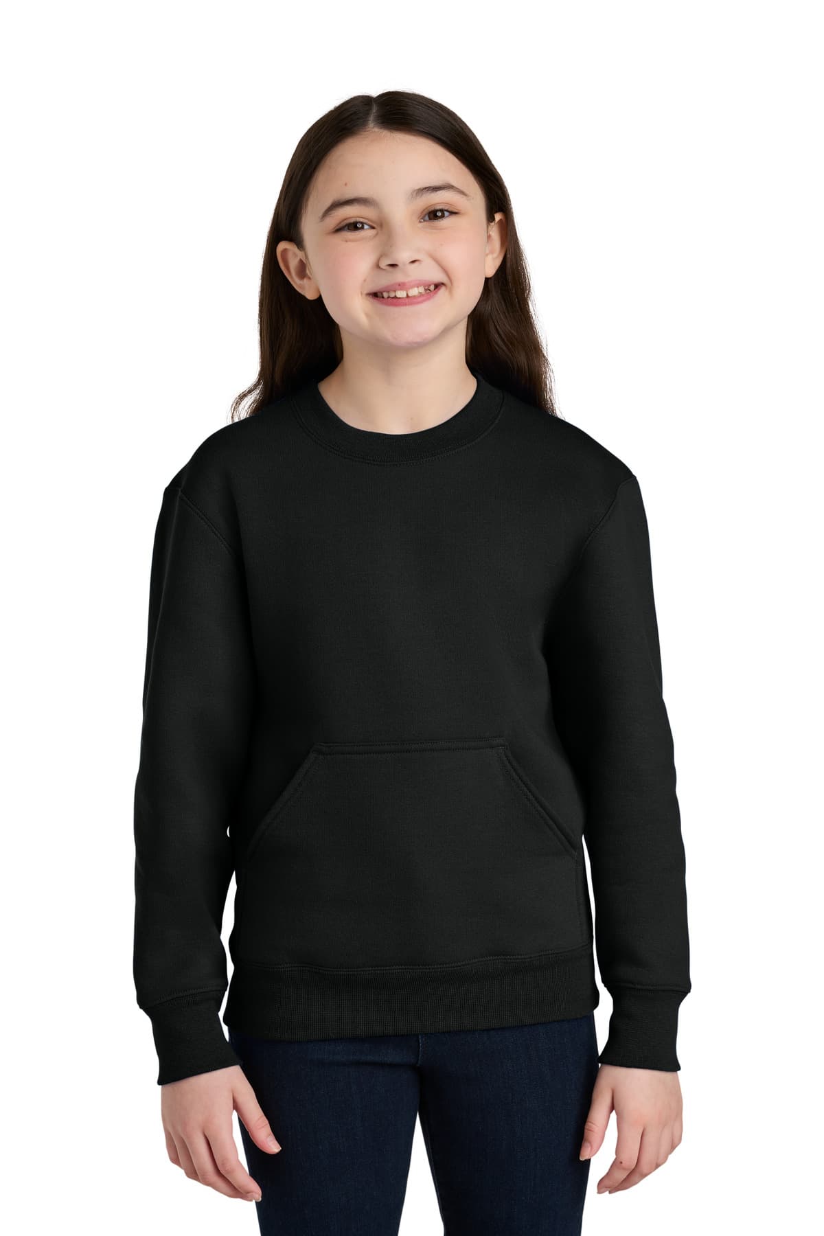 Port & Company Port & Co Youth Core Fleece Crewneck Pocket Sweatshirt PC78YPKT