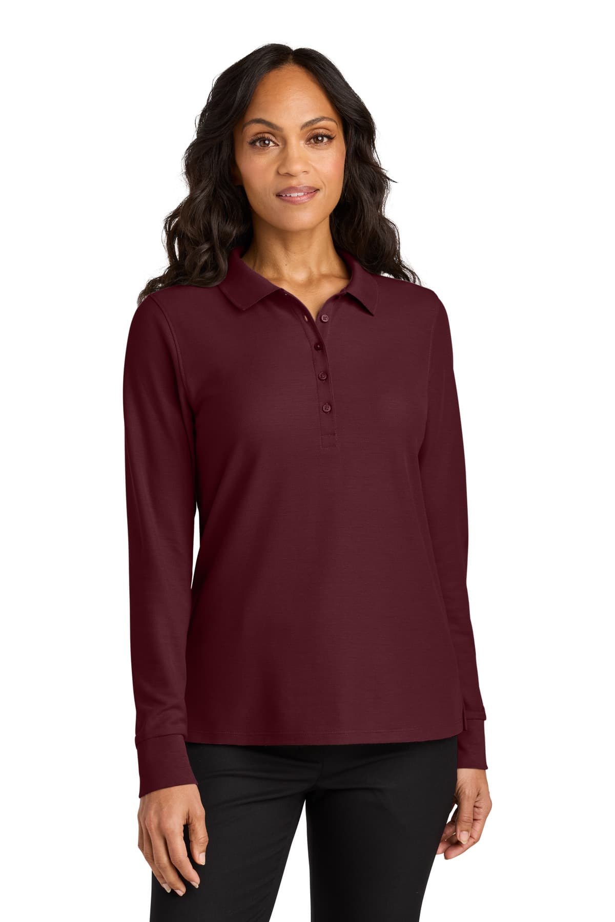 Port Authority Port Authority Women's Wearever Signature Pique Long Sleeve Polo LK200LS in Burgundy