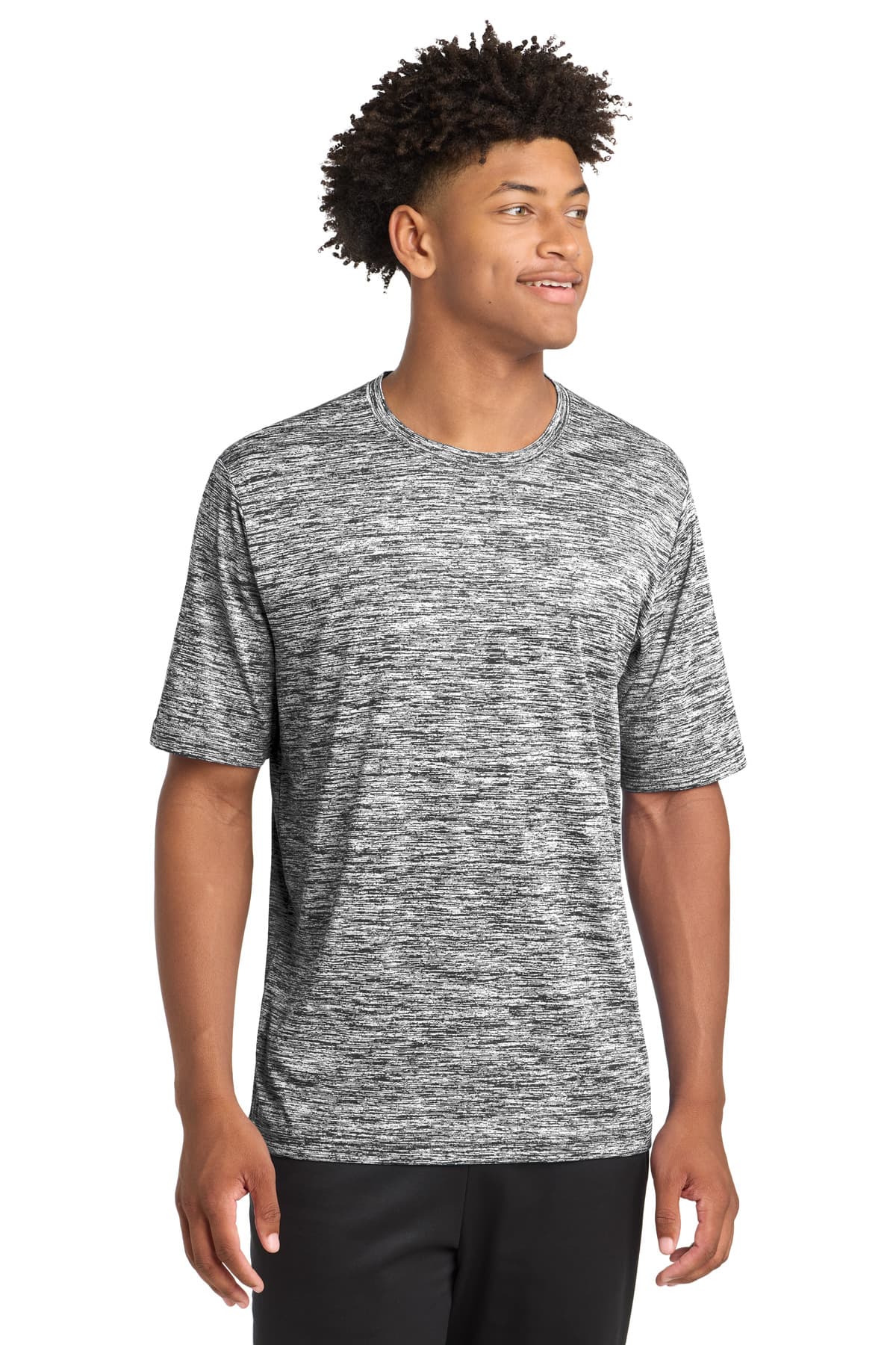 Sport-Tek Sport-Tek PosiCharge Electric Heather Tee. ST390 in Black Electric