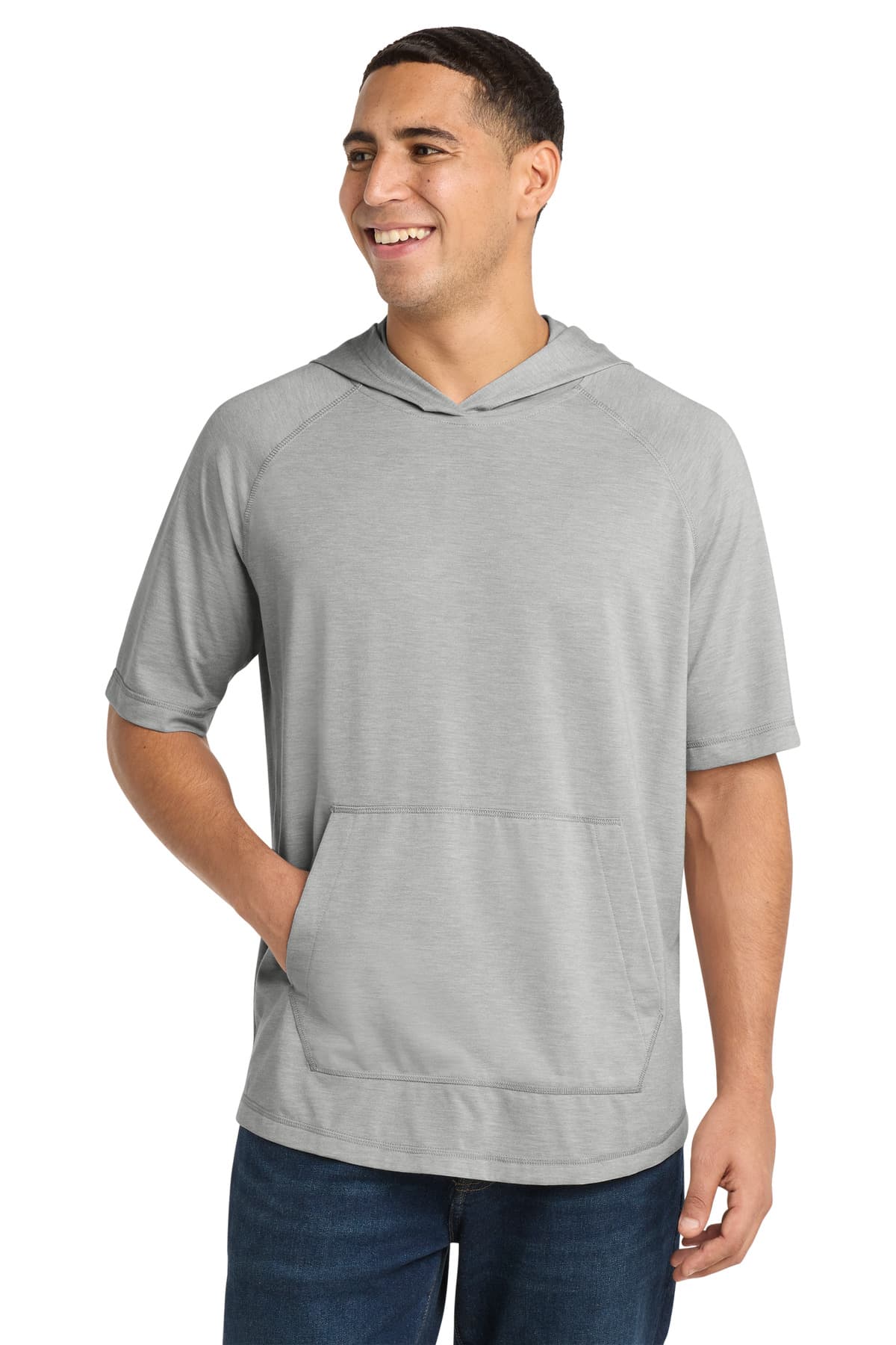 Sport-Tek Sport-Tek PosiCharge Tri-Blend Wicking Short Sleeve Hoodie. ST404
