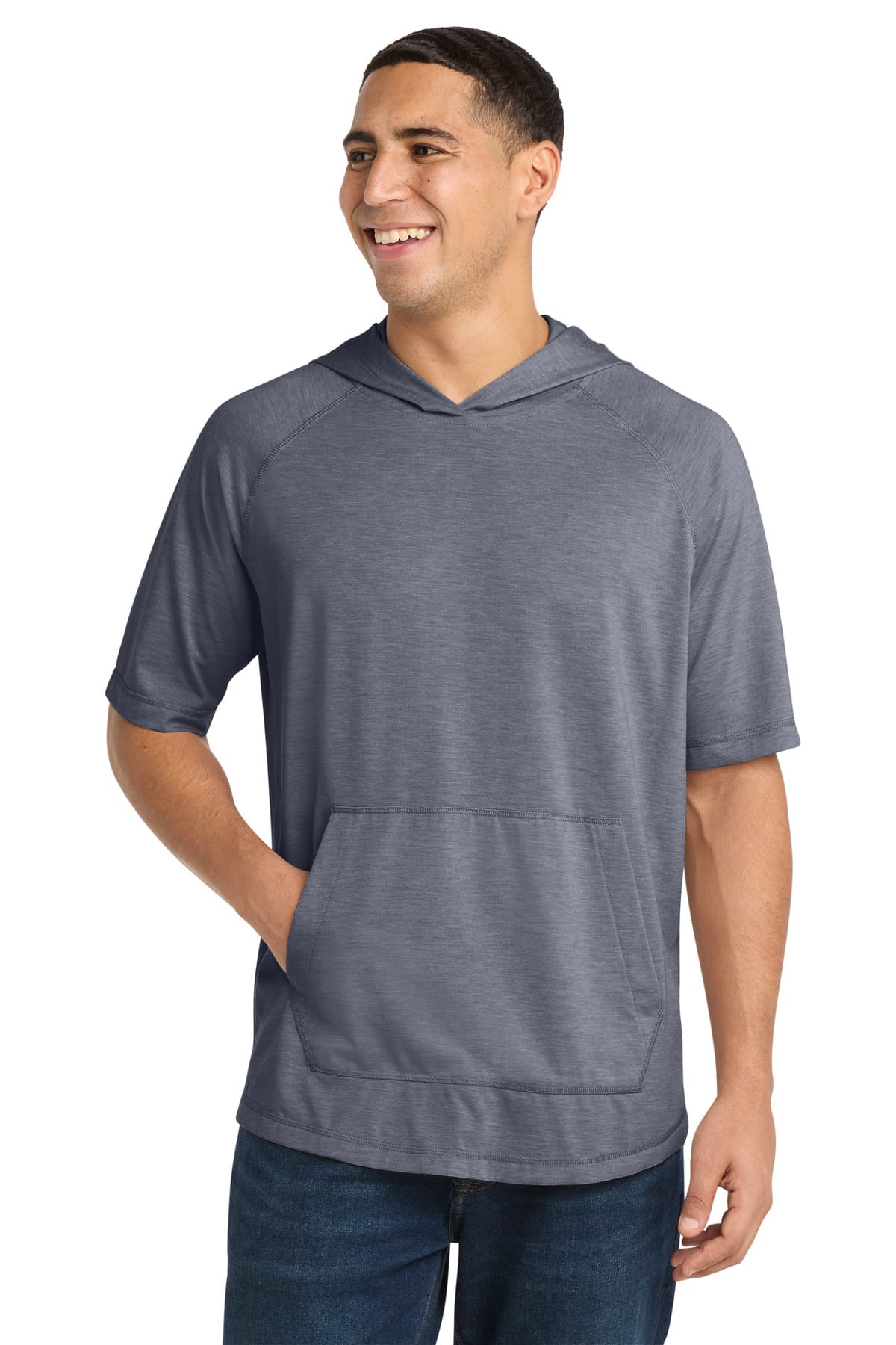 Sport-Tek Sport-Tek PosiCharge Tri-Blend Wicking Short Sleeve Hoodie. ST404