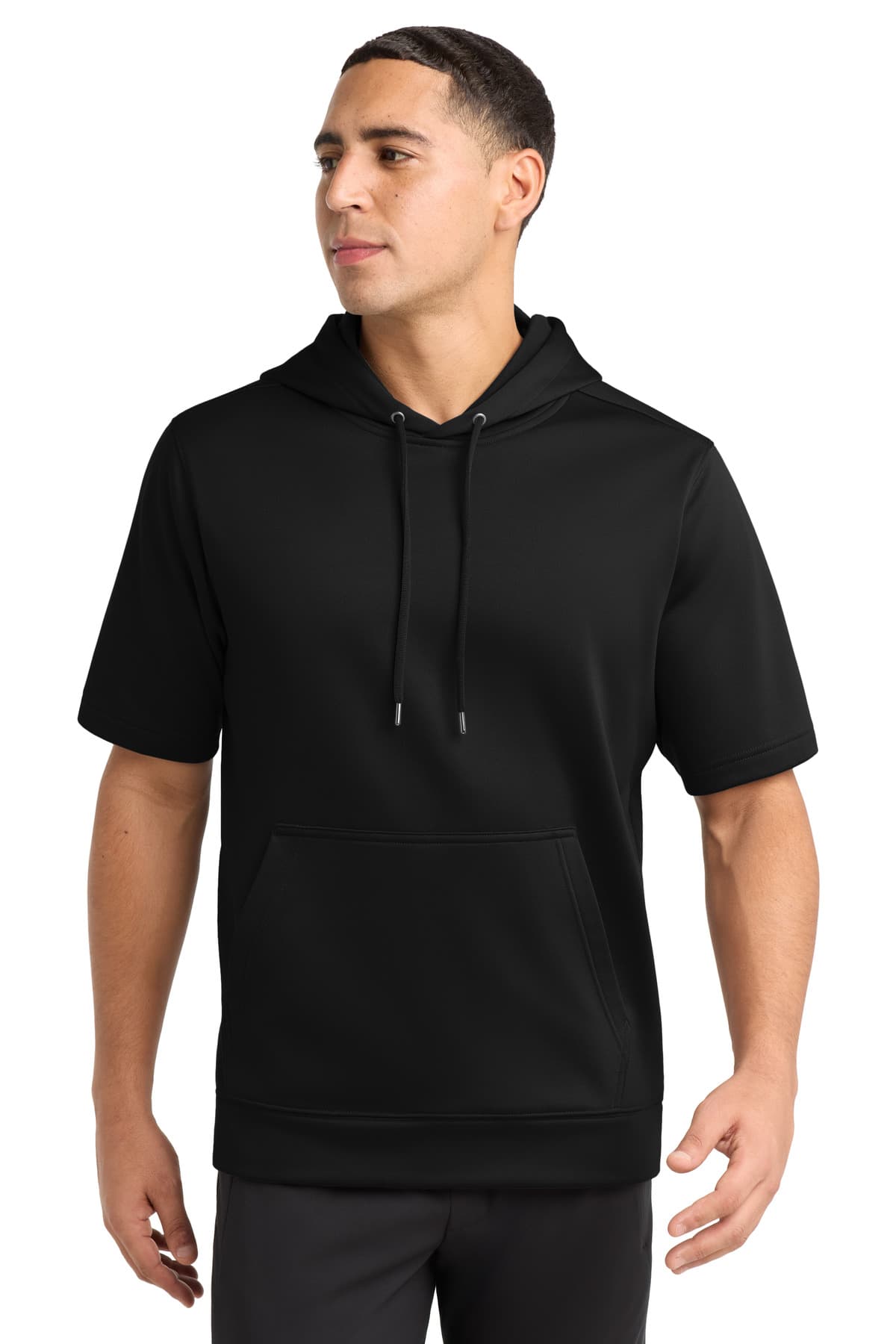 Sport-Tek Sport-Tek Sport-Wick Fleece Short Sleeve Hooded Pullover. ST251 in Black