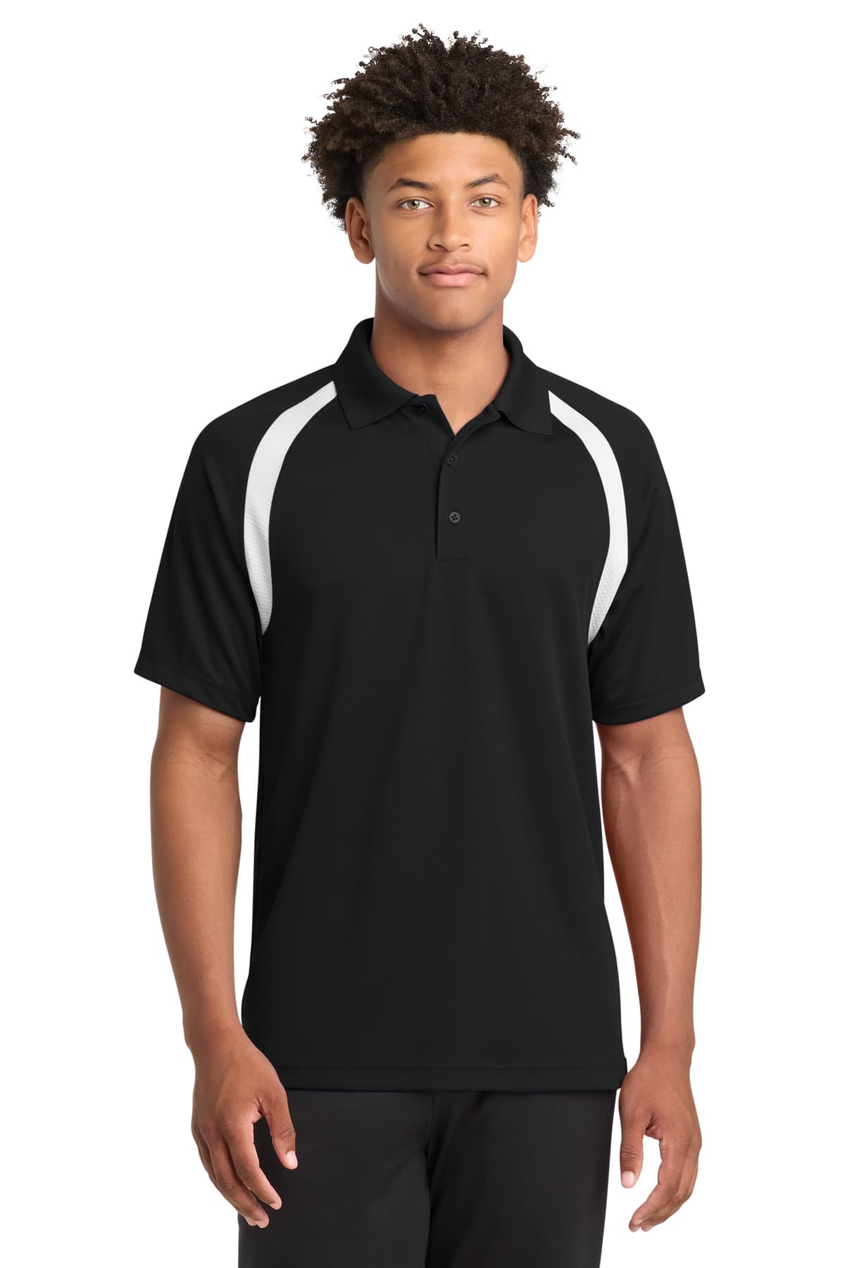 Sport-Tek Sport-Tek Dry Zone Colorblock Raglan Polo. T476 in Black/ White