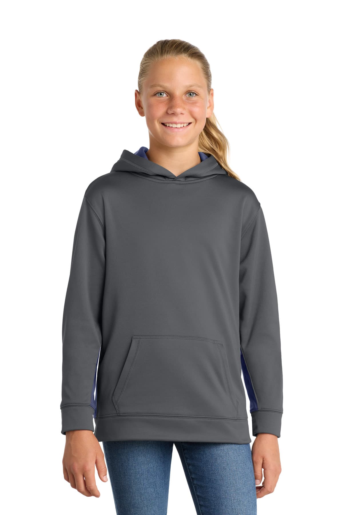 Sport-Tek Sport-Tek Youth Sport-Wick Fleece Colorblock Hooded Pullover. YST235
