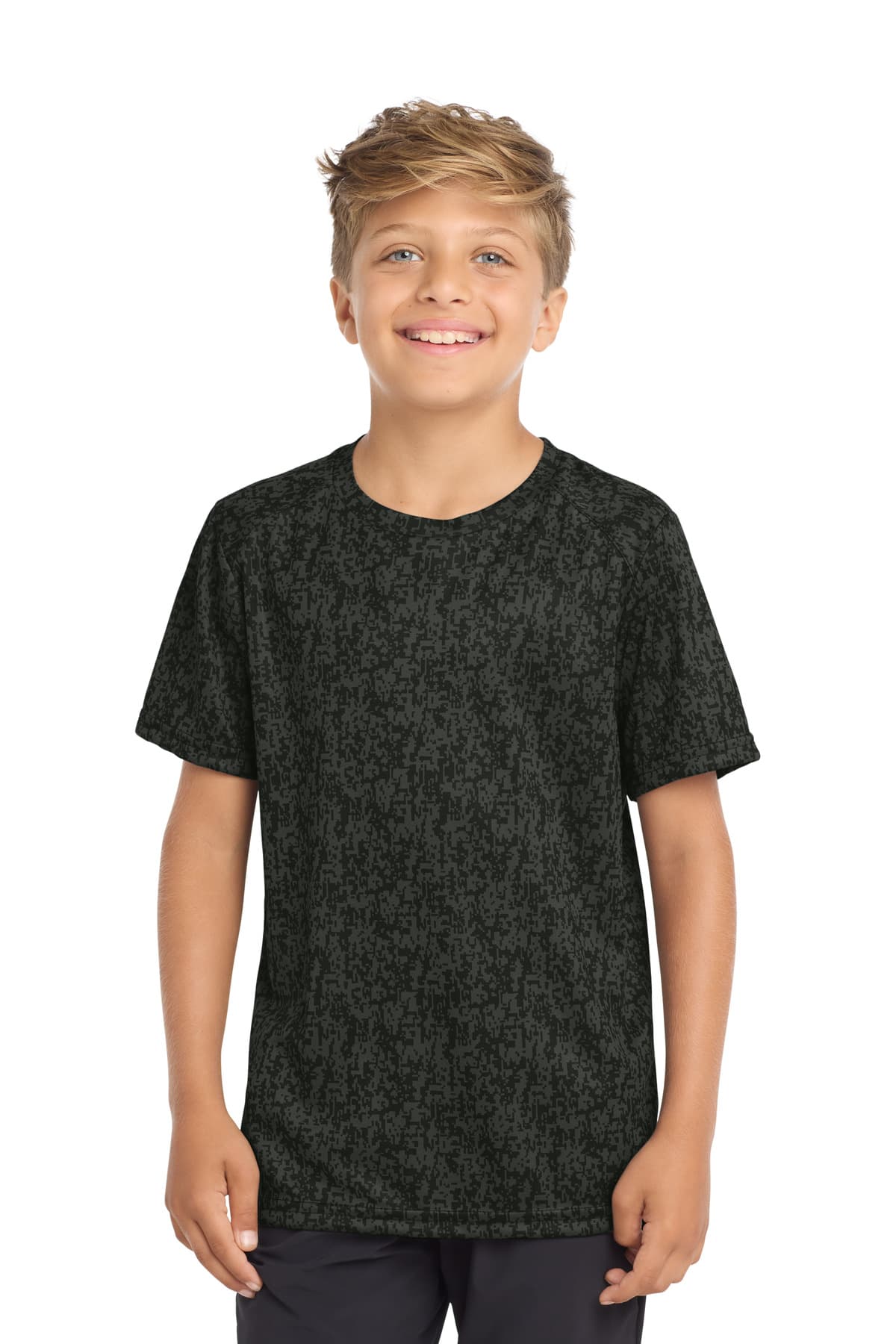 Sport-Tek Sport-Tek Youth Digi Camo Tee. YST460 in Black