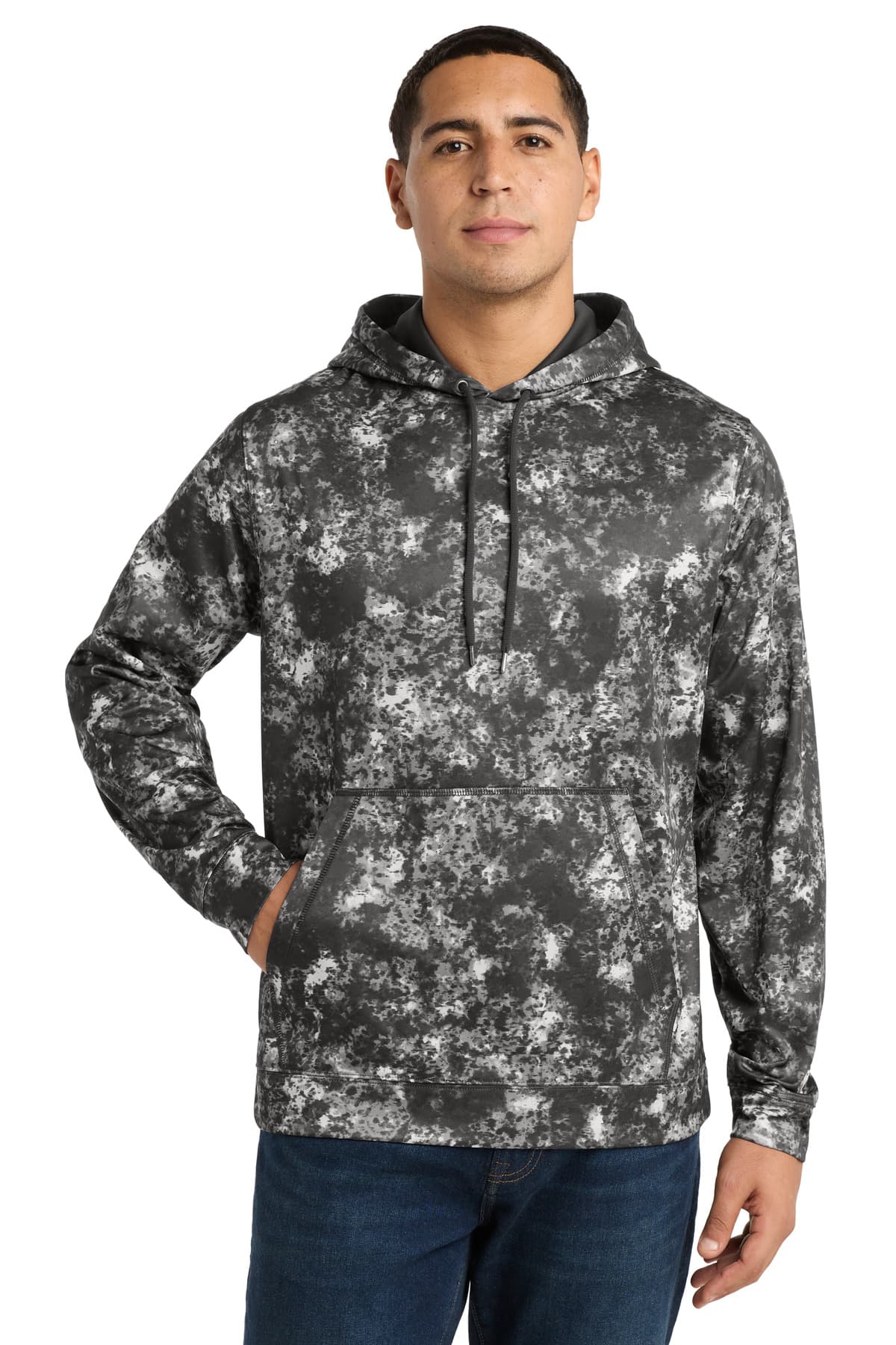 Sport-Tek Sport-Tek Sport-Wick Mineral Freeze Fleece Hooded Pullover. ST230 in Black