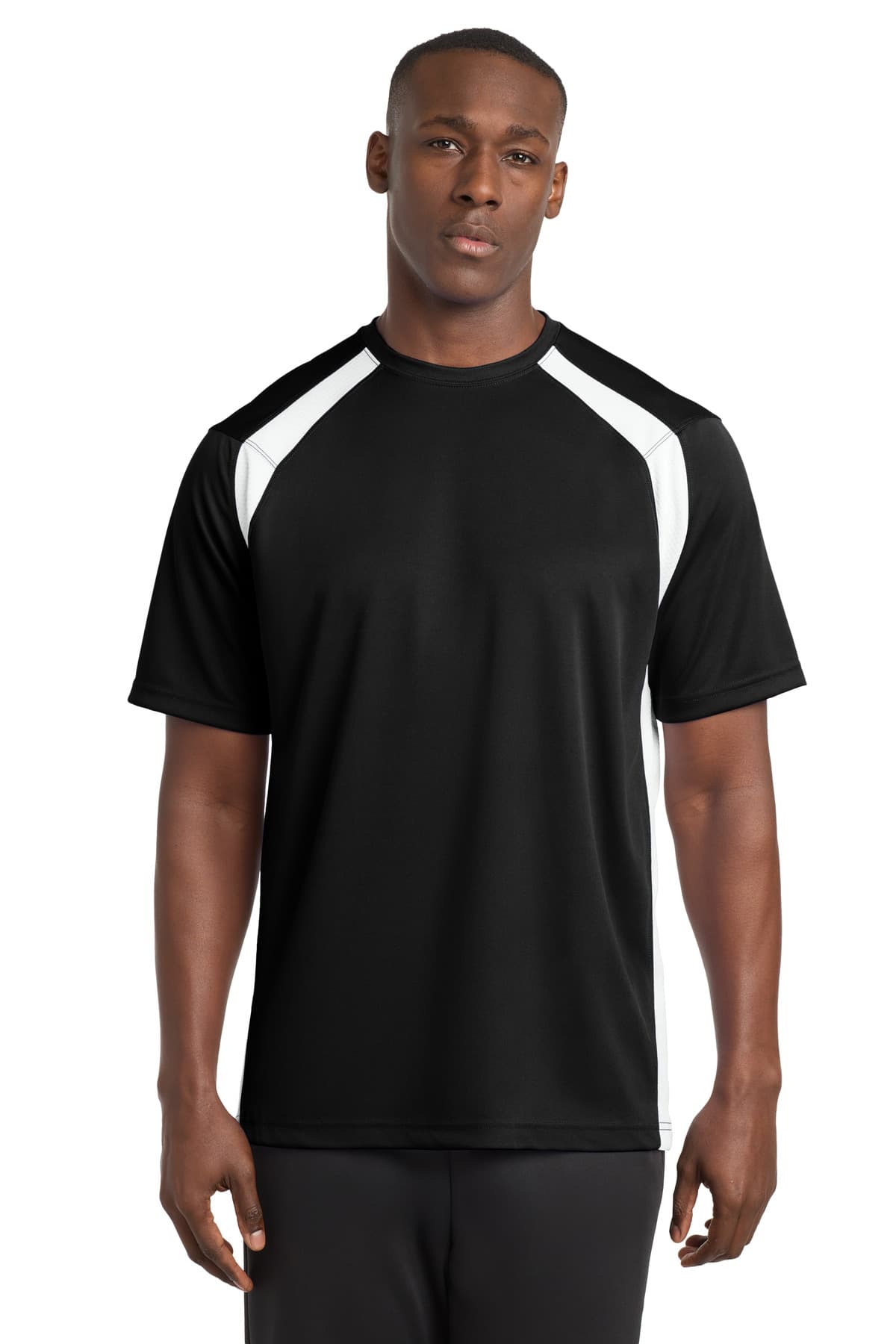 Sport-Tek Sport-Tek Dry Zone Colorblock Crew. T478 in Black/ White