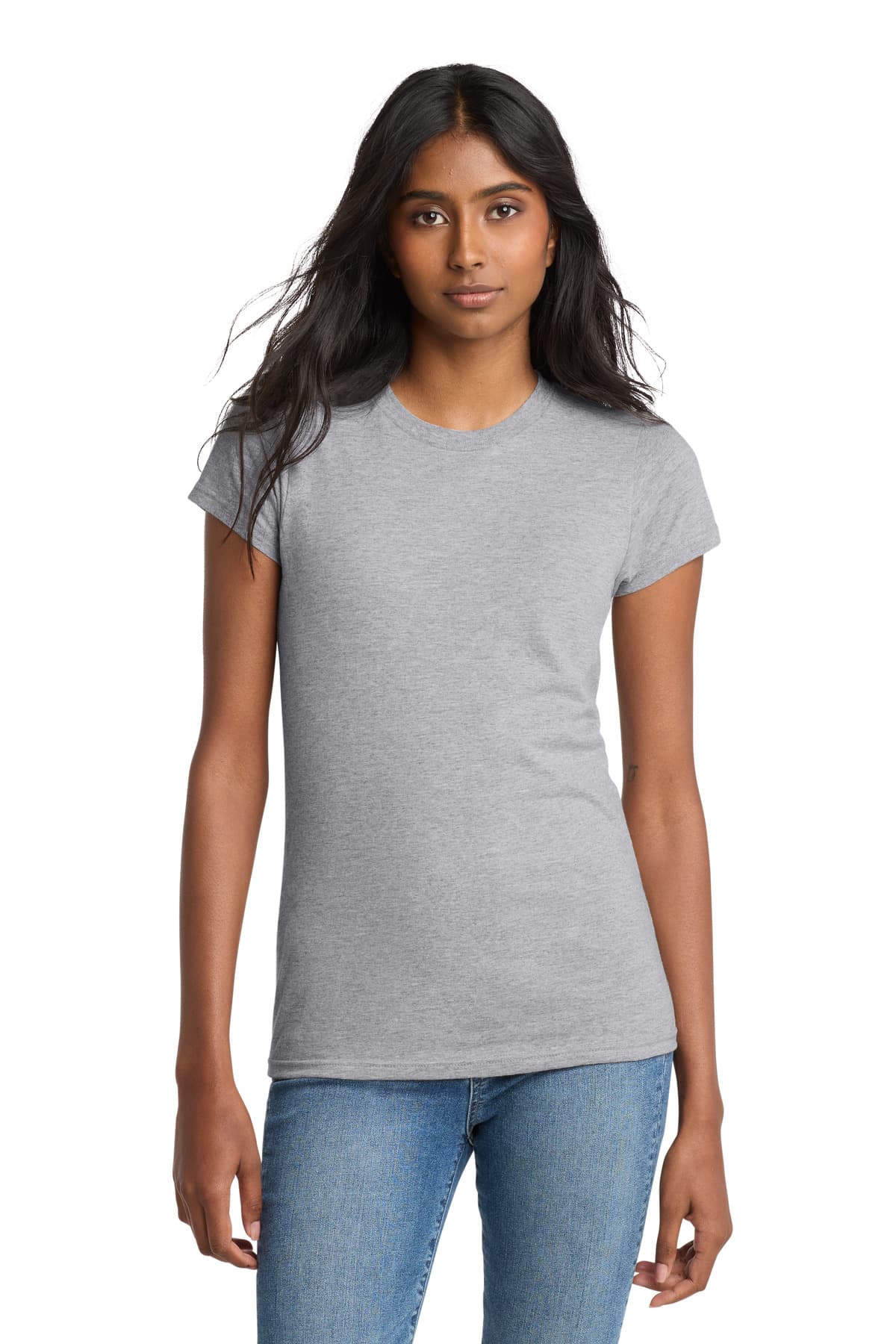 District District Women's Fitted The Concert Tee DT5001 in Heather Grey
