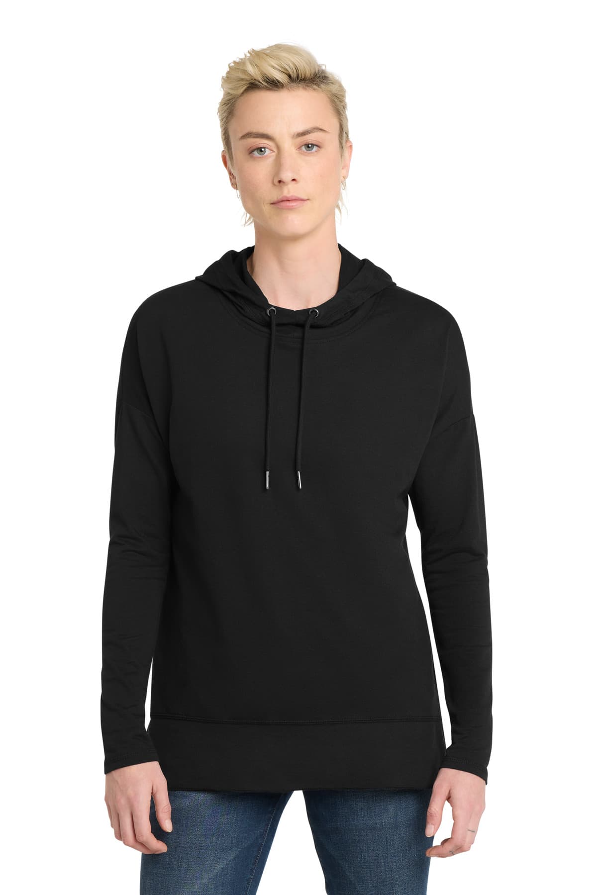 District District Women's Featherweight French Terry Hoodie DT671 in Black