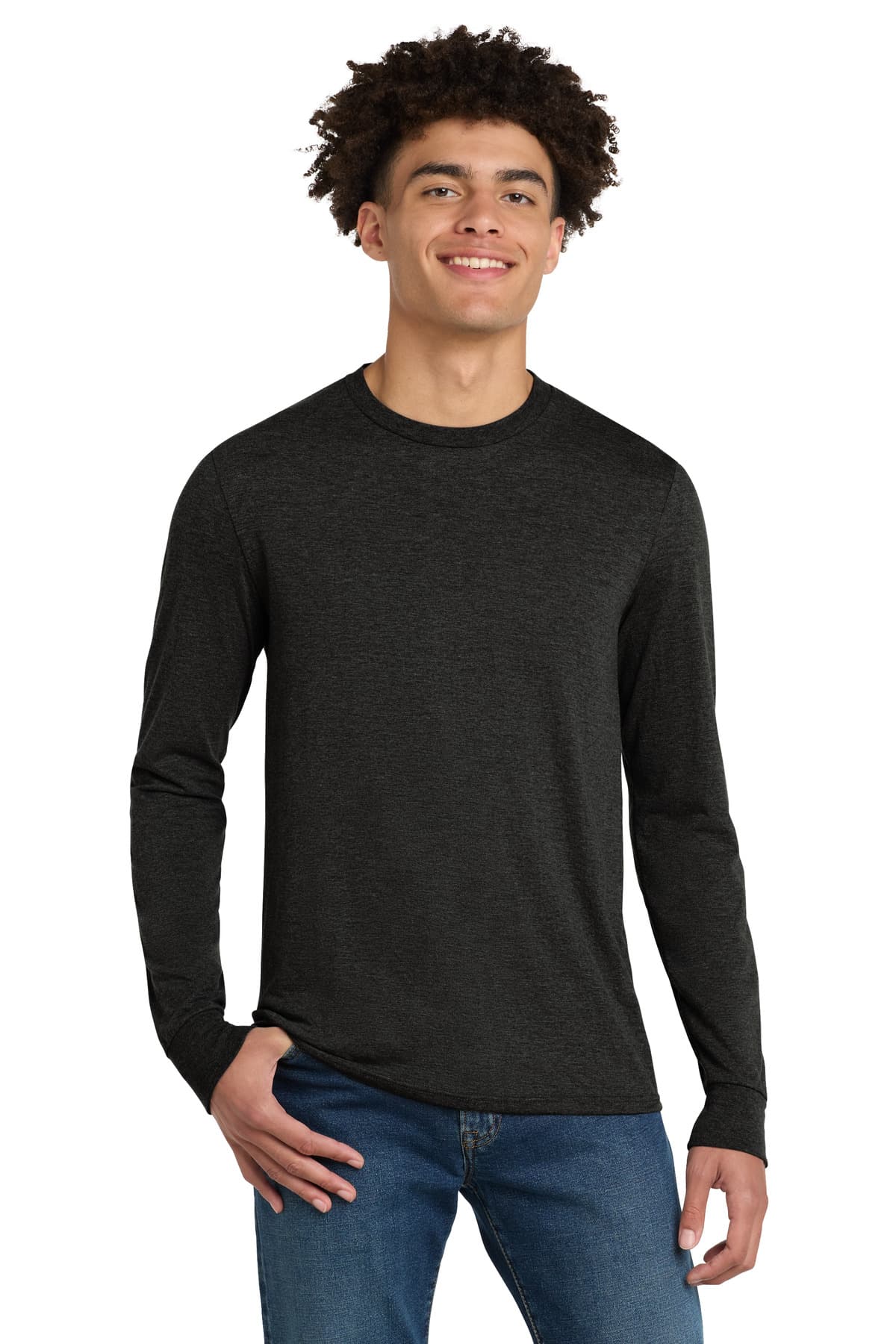 District District Perfect Tri Long Sleeve Tee . DM132 in Black Frost