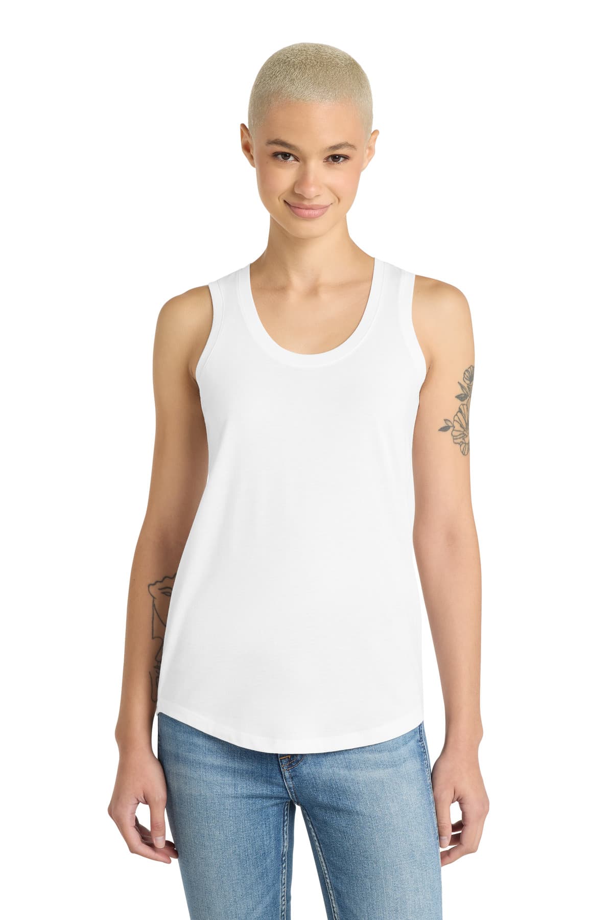 District District Women's Perfect Tri Racerback Tank. DM138L in White