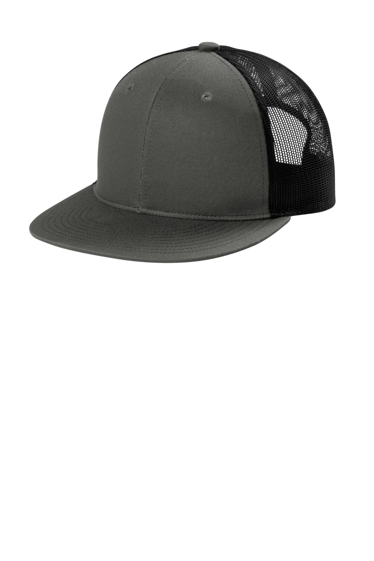 Port Authority Port Authority Snapback Flat Bill Trucker Cap C407 in Grey Steel/ Black
