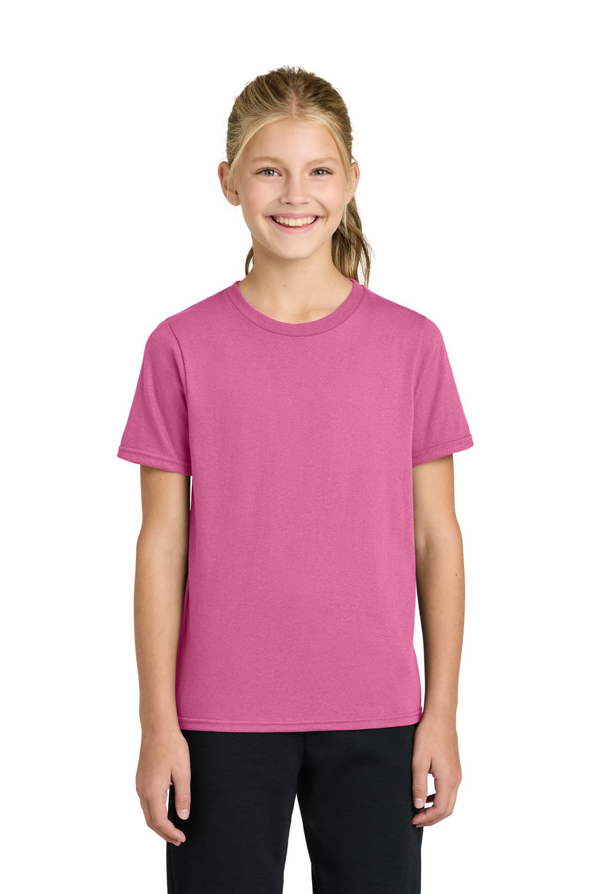 Port & Company Port & Co Youth Easy Cotton Tee PC43Y in Awareness Pink