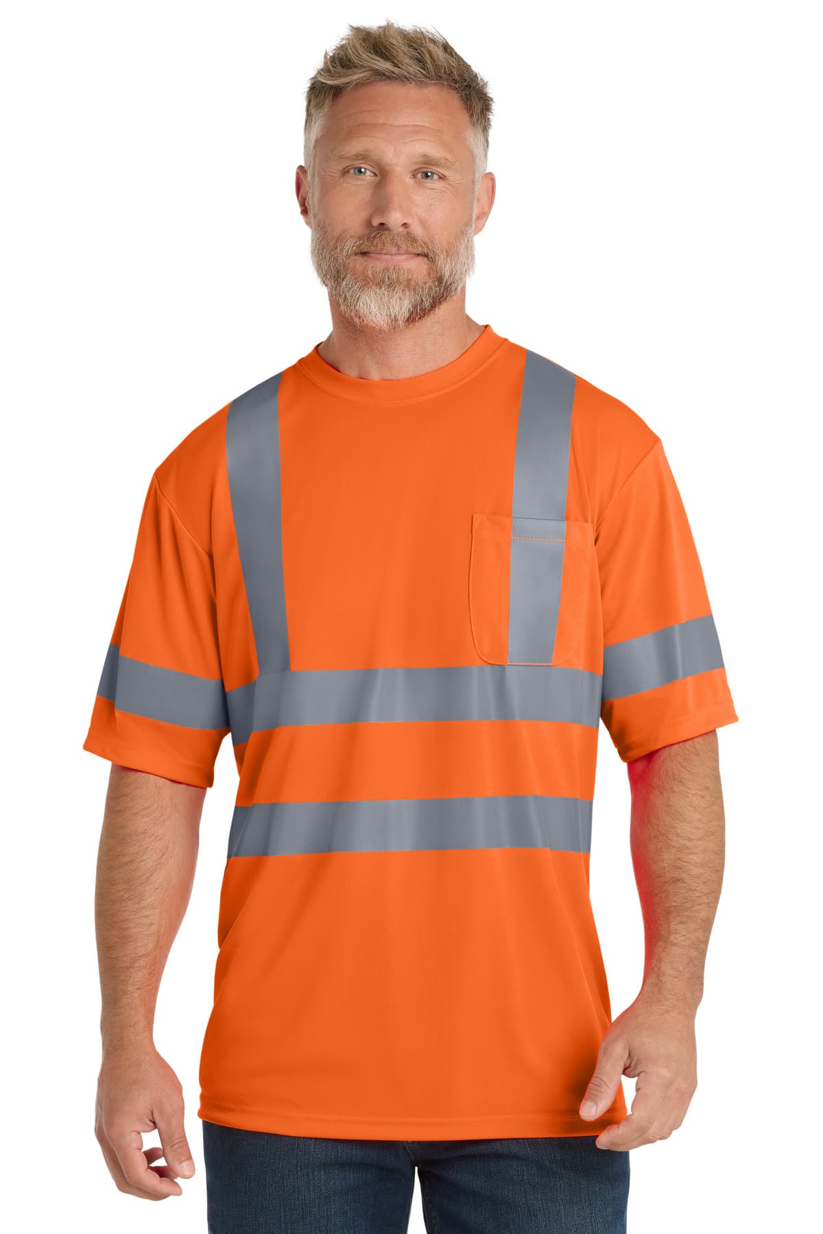 CornerStone CornerStone - ANSI 107 Class 3 Short Sleeve Snag-Resistant Reflective T-Shirt. CS408 in Safety Orange