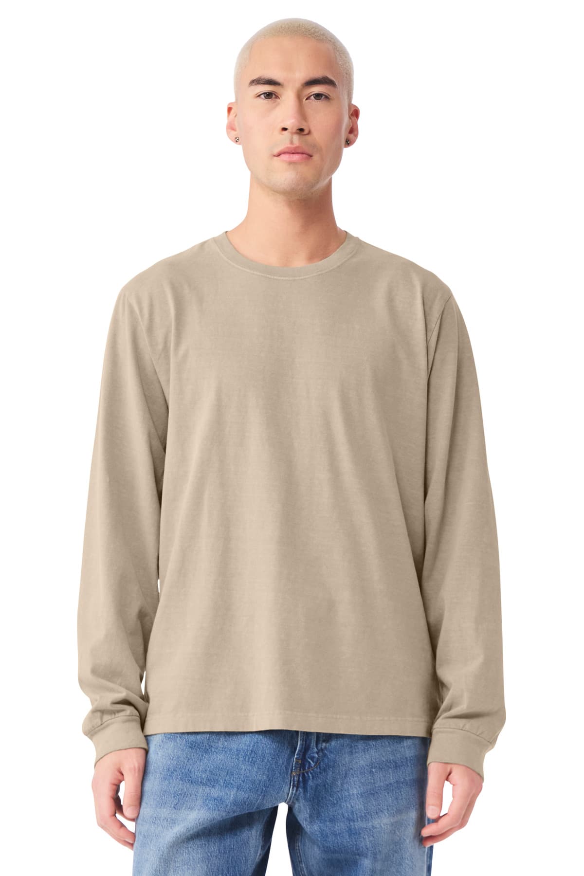 Bella + Canvas BELLA+CANVAS Unisex Heavyweight Garment-Dyed Long Sleeve Tee BC4851GD in Khaki