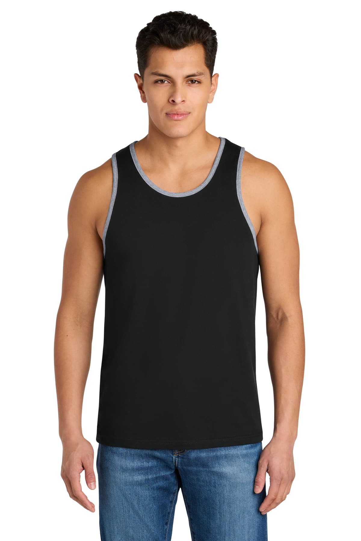 Next Level Next Level Apparel Cotton Muscle Tank NL3633 in Black/ Heather Gray
