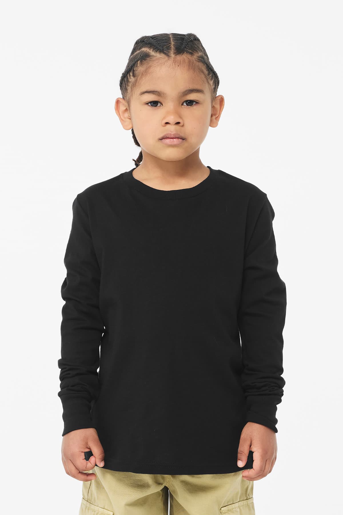 Bella + Canvas BELLA+CANVAS Youth Jersey Long Sleeve Tee BC3501Y in Black