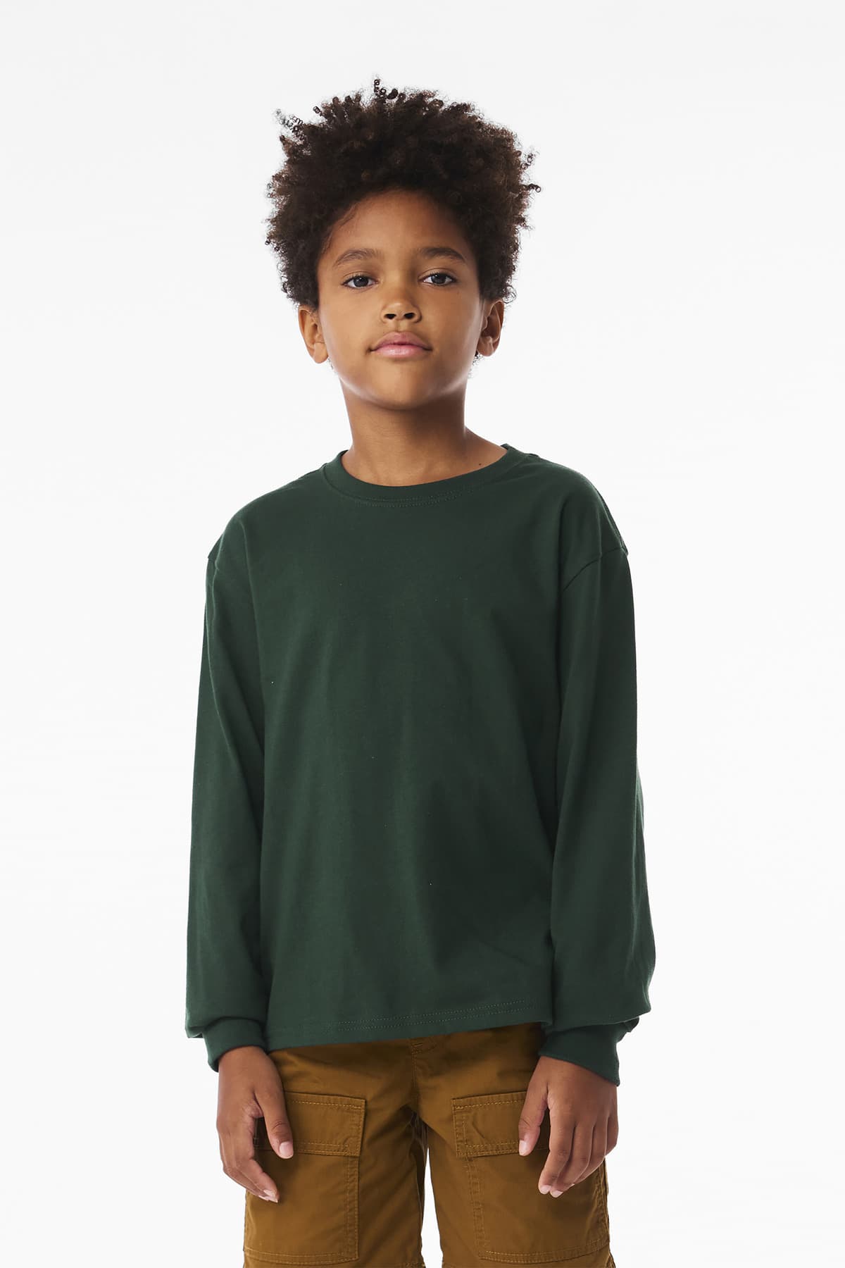 Bella + Canvas BELLA+CANVAS Youth 6-Ounce Heavyweight Long Sleeve Tee BC3511Y in Forest