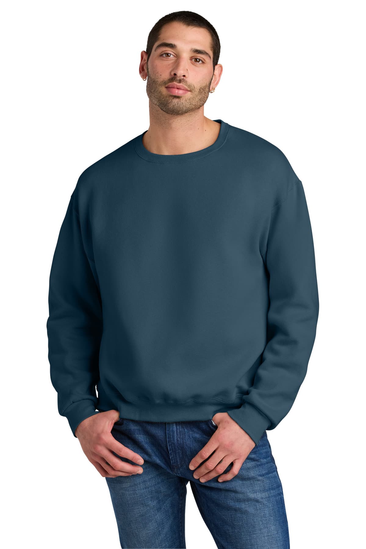Jerzees Jerzees Rugged Unisex Crewneck Sweatshirt C12M in Washed Navy