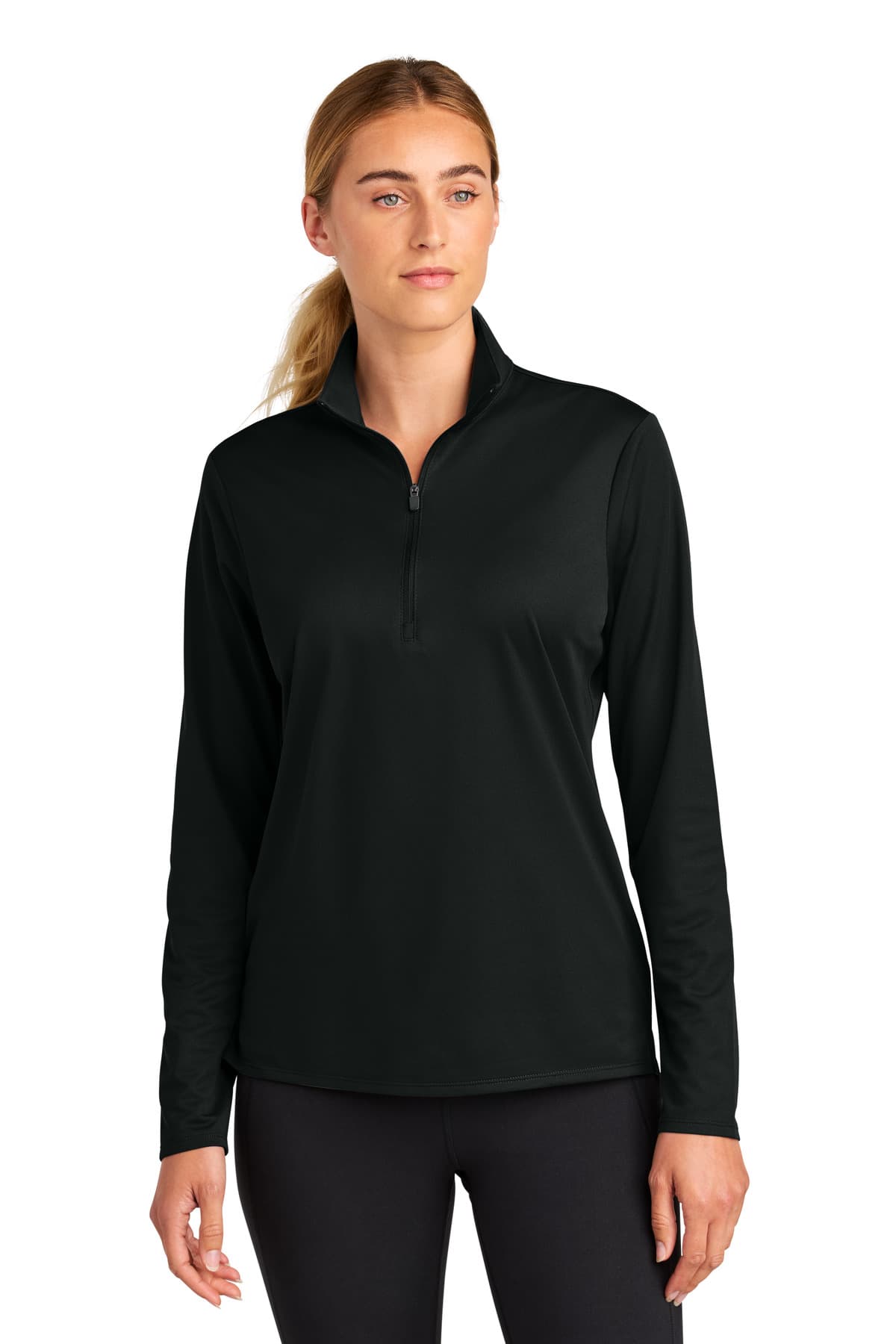 Sport-Tek Sport-Tek Women's Micropique Sport-Wick 1/4-Zip LST672 in Black