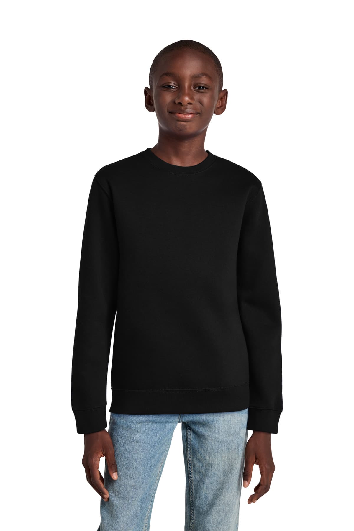 District District Youth V.I.T. Fleece Crew DT6104Y in Black