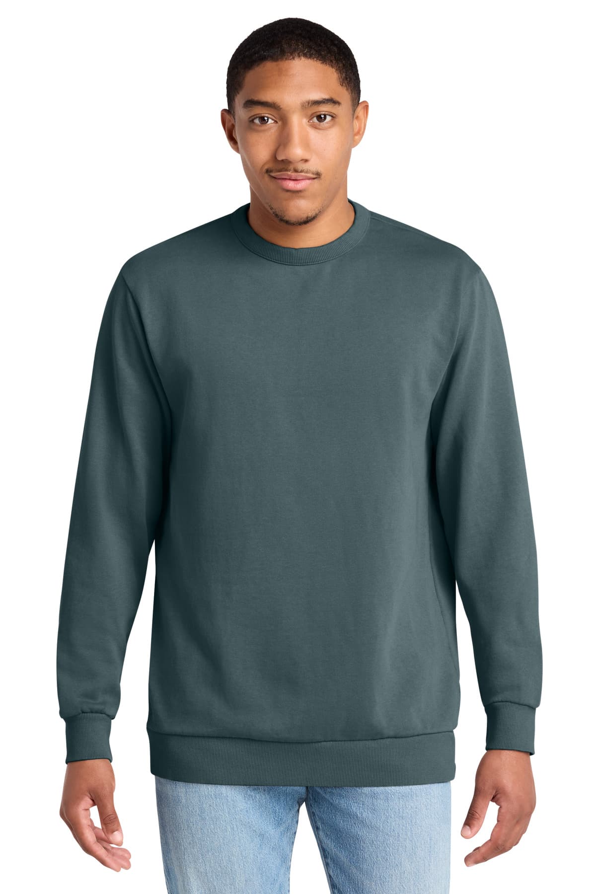 District District Wash Fleece Crew DT2204 in Deep Steel Blue