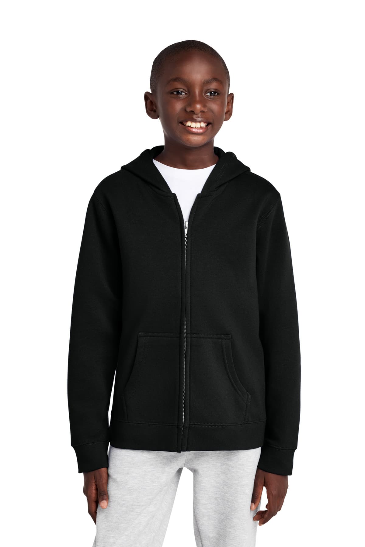 District District Youth V.I.T. Fleece Full-Zip Hoodie DT6102Y in Black