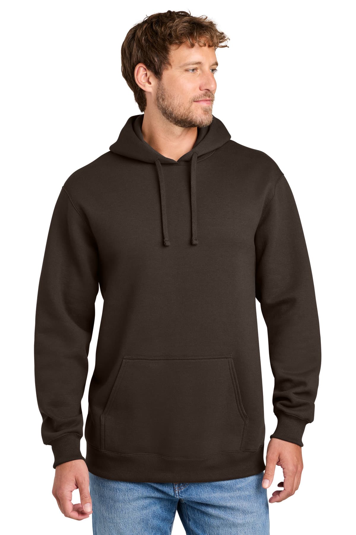 Port & Company Port & Co Foundation Fleece Pullover Hooded Sweatshirt PC107H in Dark Chocolate Brown