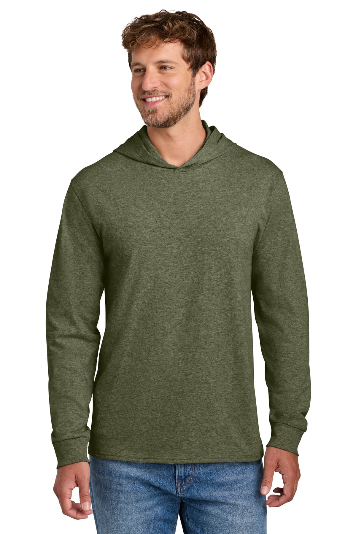 Port & Company Port & Co Core Cotton Pullover Hooded Tee PC54H in Olive Drab Green Heather