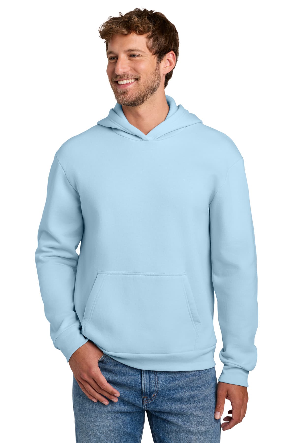 Port & Company Port & Co Easy Fleece Pullover Hooded Sweatshirt PC68H in Ice Blue