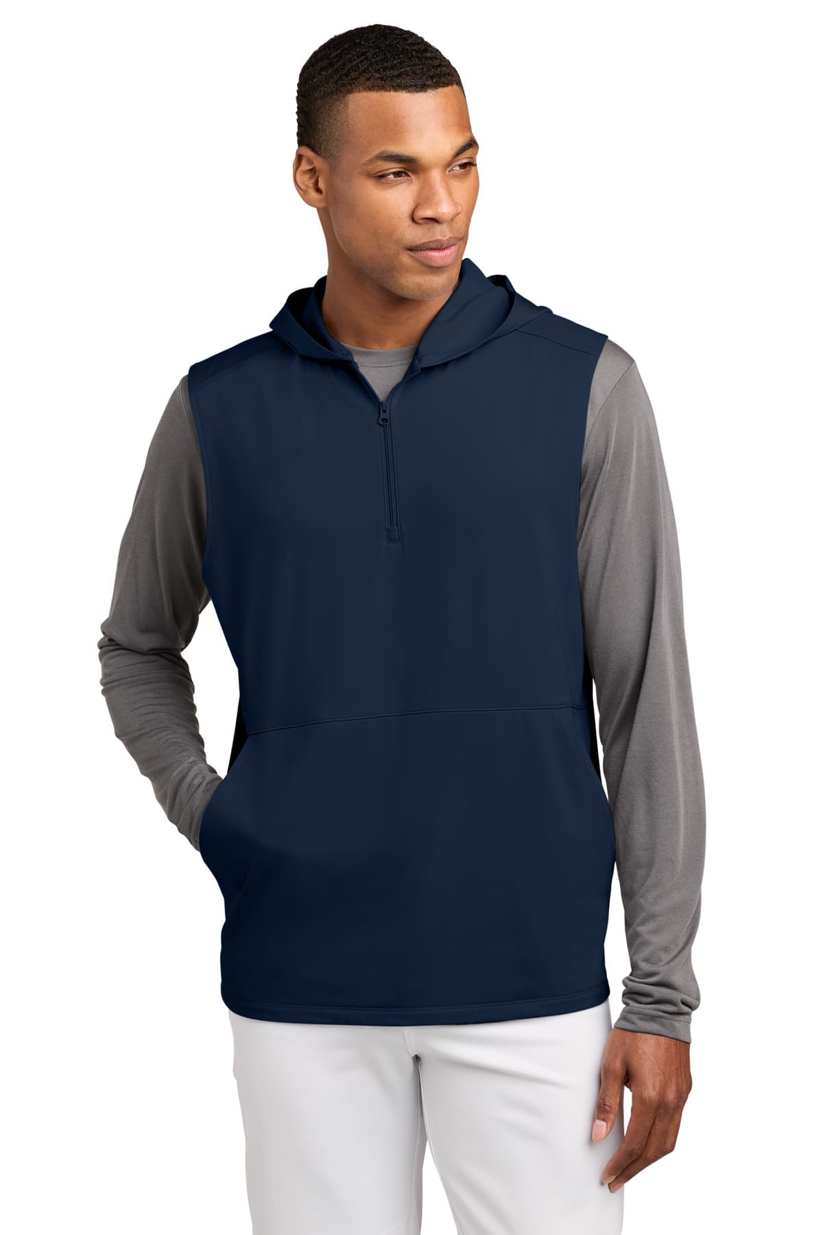 Sport-Tek Sport-Tek Sport-Wick Stretch Sleeveless Hooded 1/4-Zip ST858