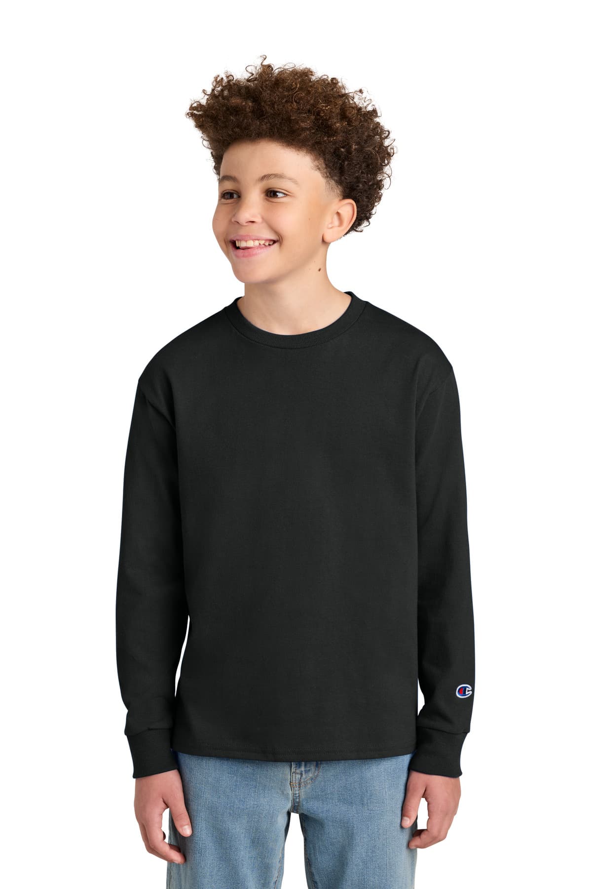 Champion Champion Youth Jersey Long Sleeve Tee CH1751 in Black
