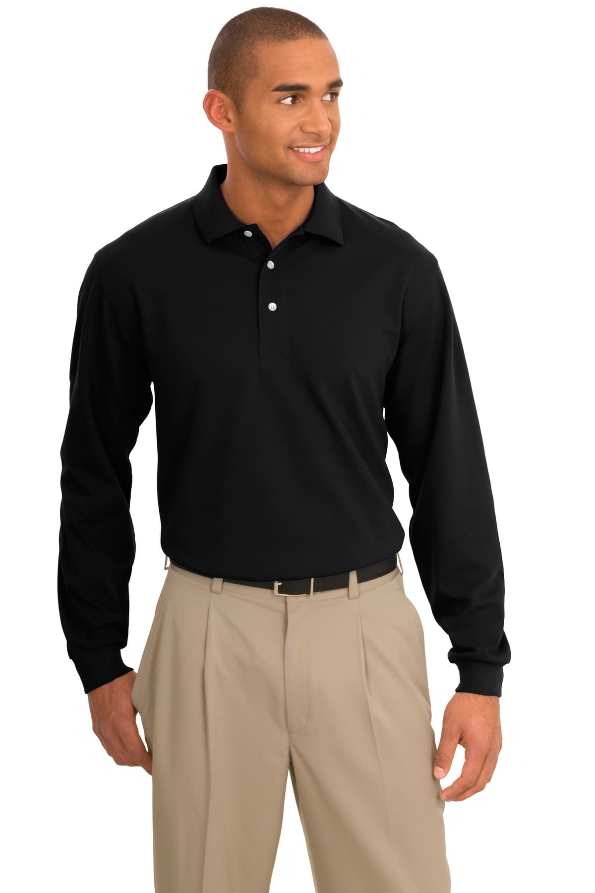 Port Authority Port Authority Rapid Dry Long Sleeve Polo. K455LS in Jet Black